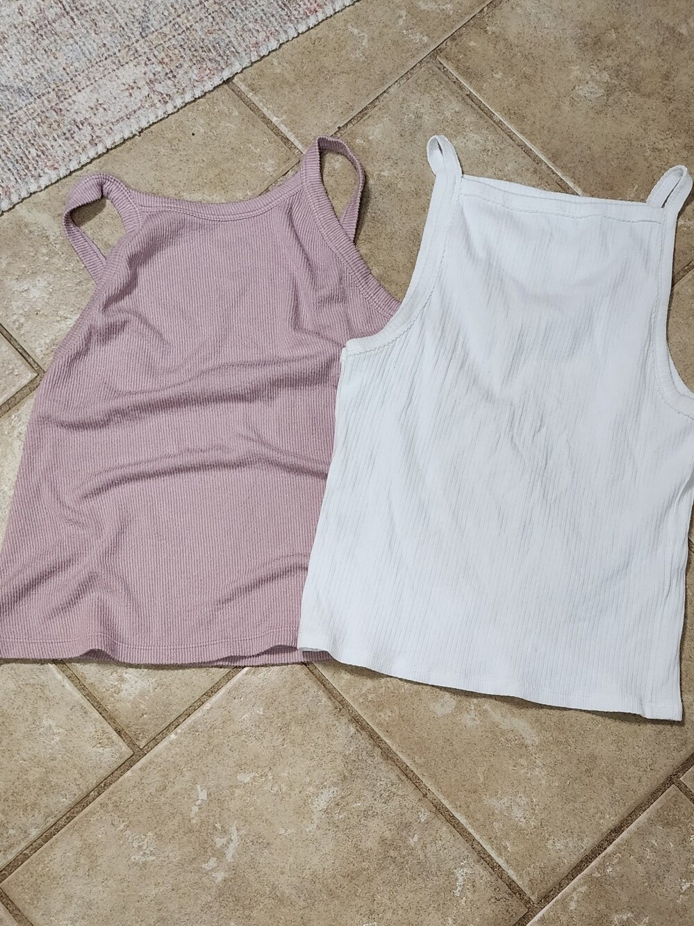 Free People‎ We The Free Ribbed Tank Pair in Pink and White